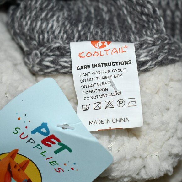 KOOLTAIL Dog Thermal Sweater Turtleneck Cable Knitwear – Grey, Size M – Warm Win - Picture 3 of 4